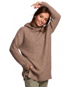 Długi sweter z golfem BK047 Uniwersalny cappuccino