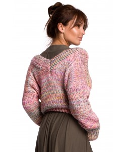 Kolorowy damski sweter S-XL BK048 Różowy 