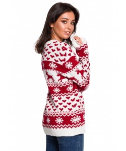 Świąteczny sweter renifer S-XL BK039 Czerwony model 2