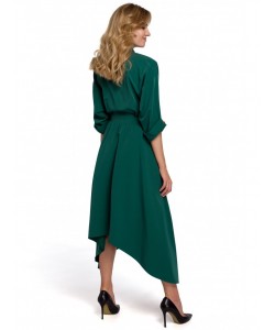 Sukienka z asymetrycznym dołem K086 zielona