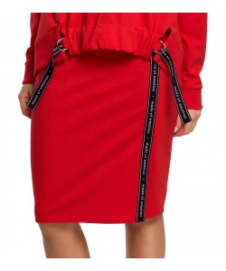 Spódnica dresowa z lampasem - Czerwona WKB