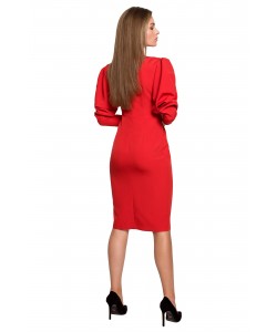 Sukienka z bufiastymi rękawkami S284 czerwony